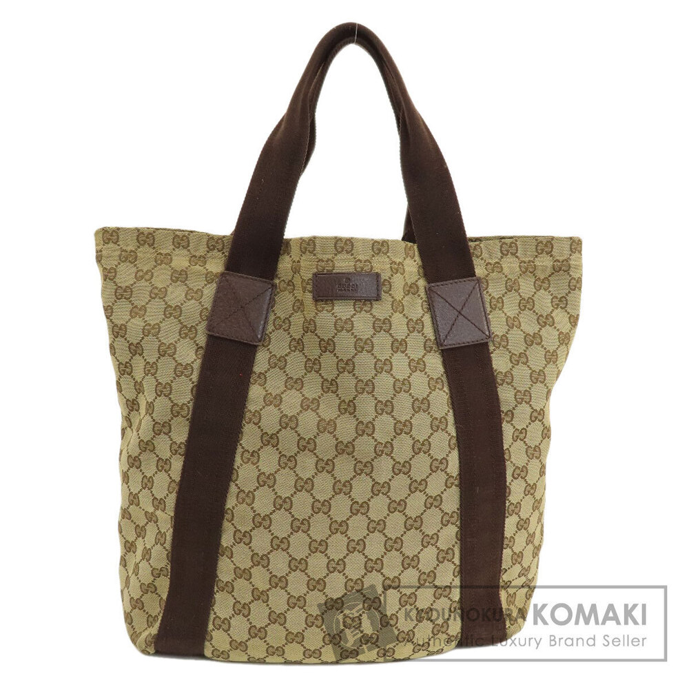 Gucci GG Monogram tote bag beige canvas chocolate brown web